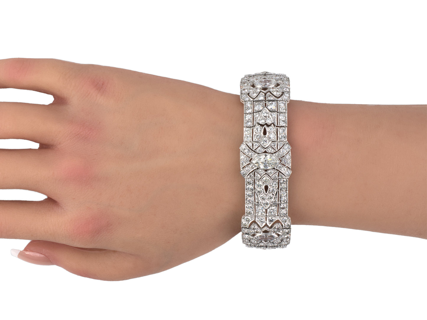 72546 - Art Deco Katz & Ogush Platinum GIA Diamond Bracelet