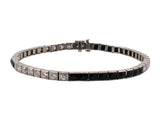 72598 - SOLD - Art Deco Black Starr & Frost Platinum Diamond Black Onyx Bracelet