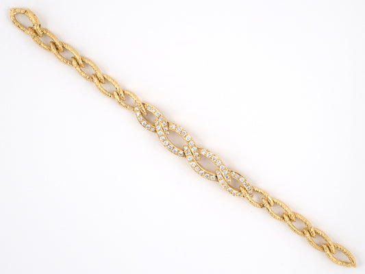 72603 - SOLD - Circa 1960s Van Cleef & Arpels Gold Diamond Twisted Marquise Bracelet