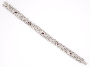 72744 - SOLD - Art Deco Platinum Diamond Ruby Bracelet