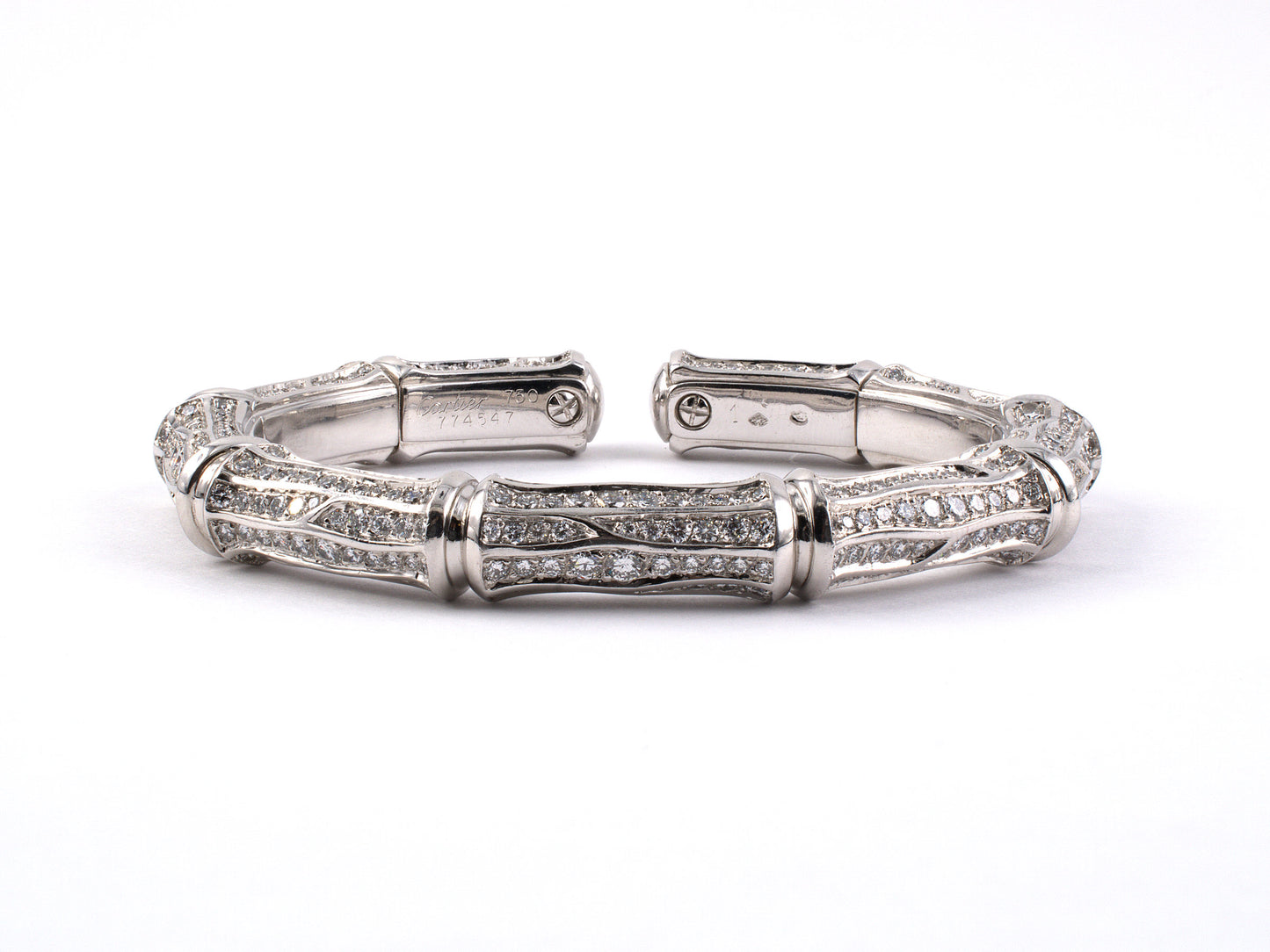 72830 - SOLD - Cartier Gold Diamond French Bamboo Bracelet