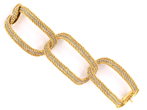 72889 - SOLD - Circa 1980 Gold Twisted Rope Oval Link Bracelet