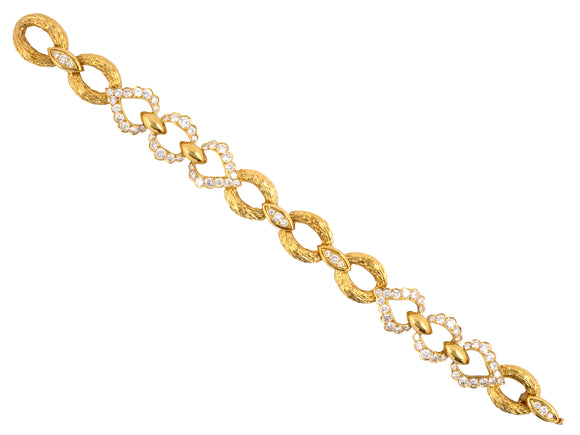 72950 - SOLD - Van Cleef & Arpels Gold Diamond Heart Link Bracelet