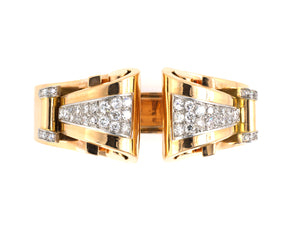 73083 - Retro Gold Platinum Diamond Bangle Bracelet