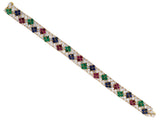 73194 - Circa 1987 Hammerman Gold Diamond Ruby Sapphire Emerald Bracelet