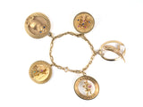 73212 - Circa 1950s Gold Oval Cable Link Charm Bracelet