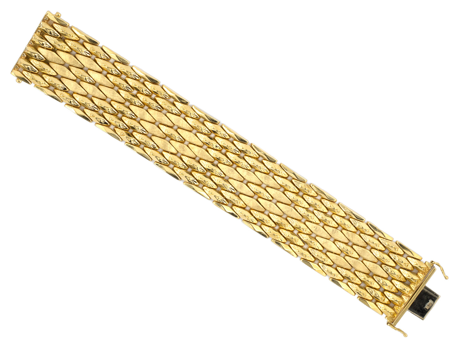 73255 - Circa 1950 Gold Florentine Triangle Link Bracelet