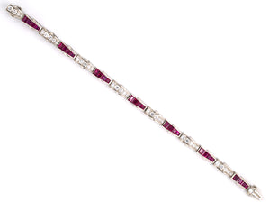 73263 - SOLD - Circa 1950 Oscar Heyman Platinum Diamond Ruby Bracelet