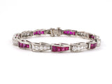 73263 - SOLD - Circa 1950 Oscar Heyman Platinum Diamond Ruby Bracelet