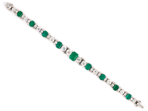 73380 - SOLD - Circa 1961 Oscar Heyman J E Caldwell Platinum Emerald Diamond Bracelet