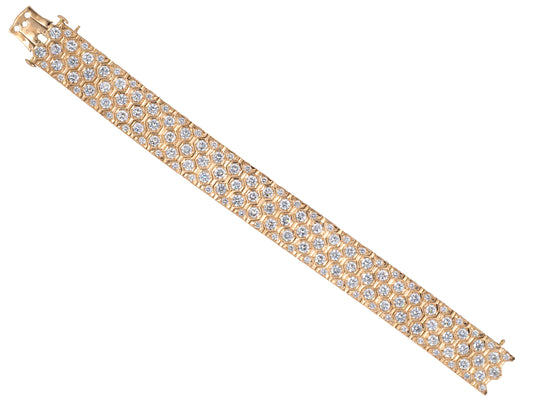 73498 - Circa 1950s-1960 Gold Diamond Honeycomb Bracelet