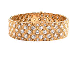 73498 - Circa 1950s-1960 Gold Diamond Honeycomb Bracelet
