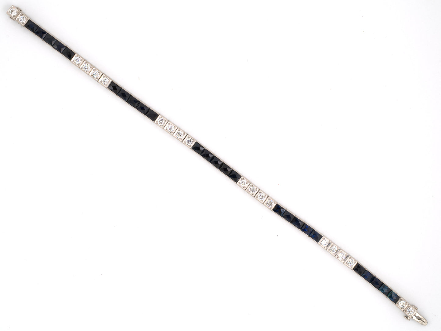 73505 - SOLD - Art Deco Bailey Banks Biddle Platinum Sapphire Diamond Bracelet