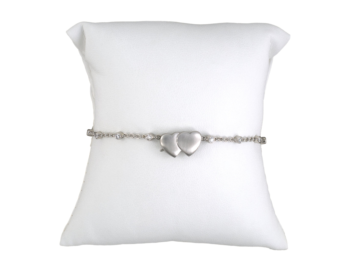 73514 - Circa 1950 Ruser Platinum Diamond Heart Bracelet