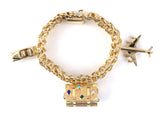 73529 - Circa 1950s Gold Spiral Link Trunk Airplane Car Travel Bracelet