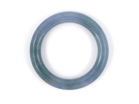 73615 - Jadeite GIA Tubular Green Bluish-Grey Closed Bangle Bracelet