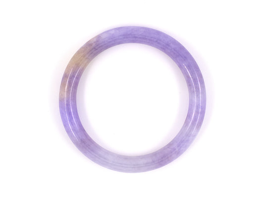 73617 - SOLD - Jadeite GIA Tubular Purple Light Brownish-Yellow Closed Bangle Bracelet