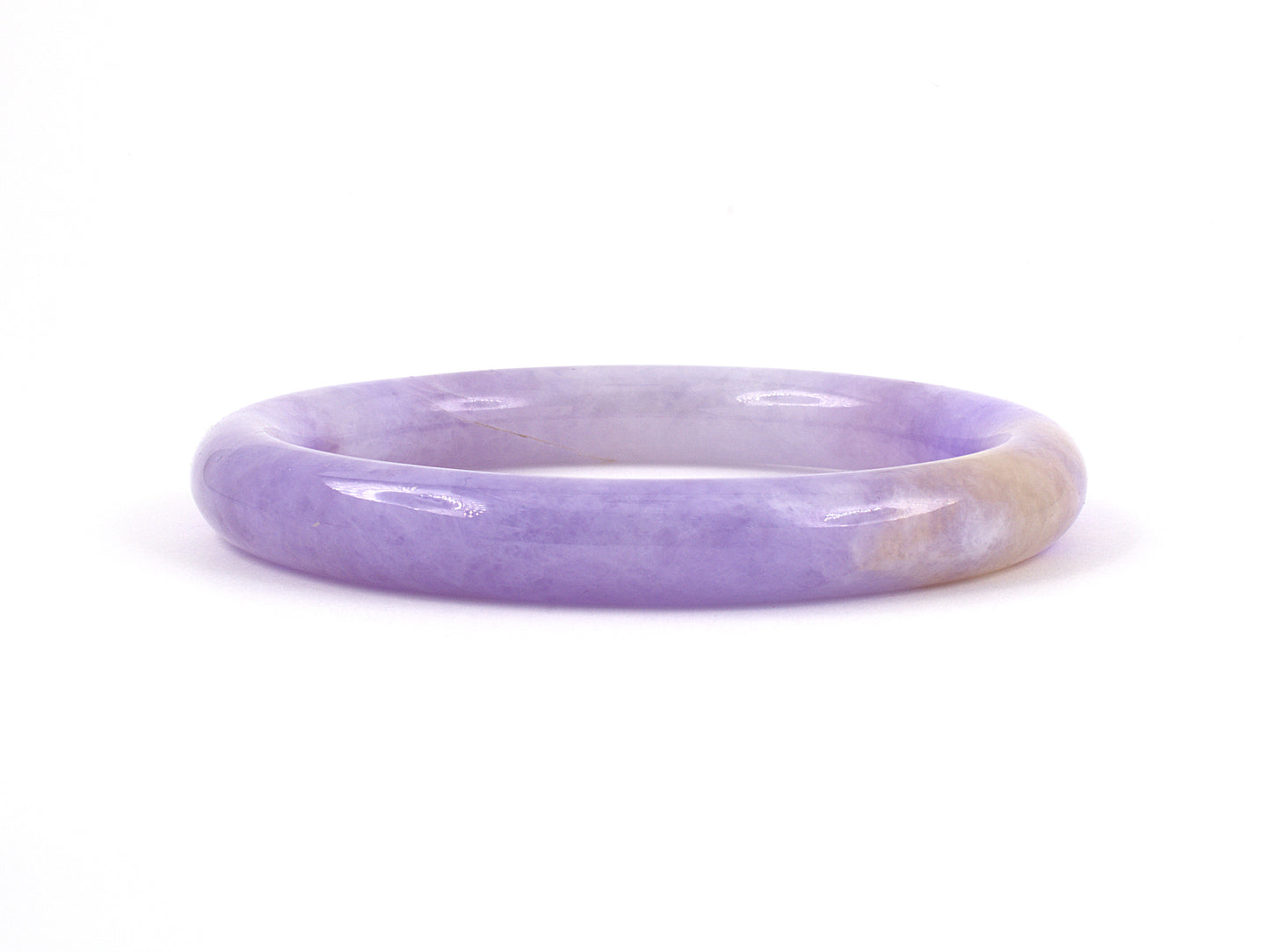73617 - SOLD - Jadeite GIA Tubular Purple Light Brownish-Yellow Closed Bangle Bracelet