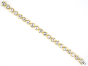 73754 - SOLD - Platinum Gold Diamond Bezel Set Straight Line Tennis Bracelet