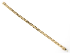 73801 - SOLD - Gold 7 Row Etched Tank Style Link Bracelet