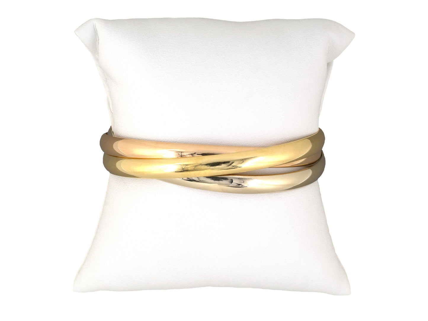 73810 - Cartier French Gold 3 Band Trinity Closed Rolling Bangle Bracelet