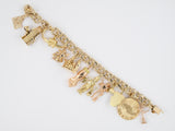 73824 - Circa 1960 Gold Pearl Enamel Assorted Travel Charm Bracelet