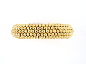 73825 - SOLD - Tresor Italy Gold 7 Row Beaded Flexible Open Bangle Bracelet