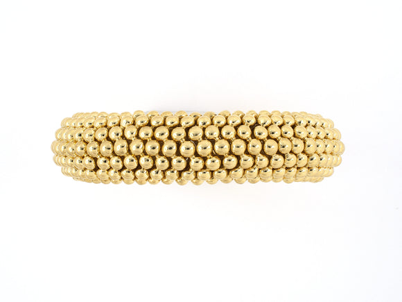 73825 - SOLD - Tresor Italy Gold 7 Row Beaded Flexible Open Bangle Bracelet