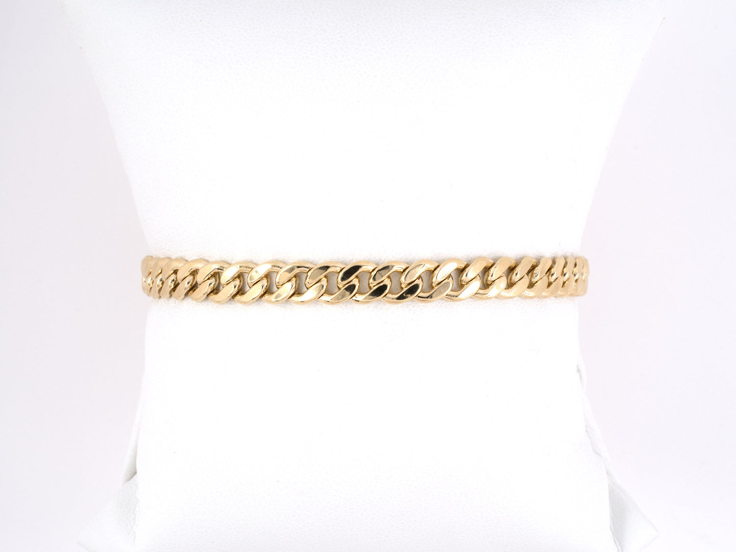 73834 - SOLD - Gold 1/2-Round Curb Link Bracelet