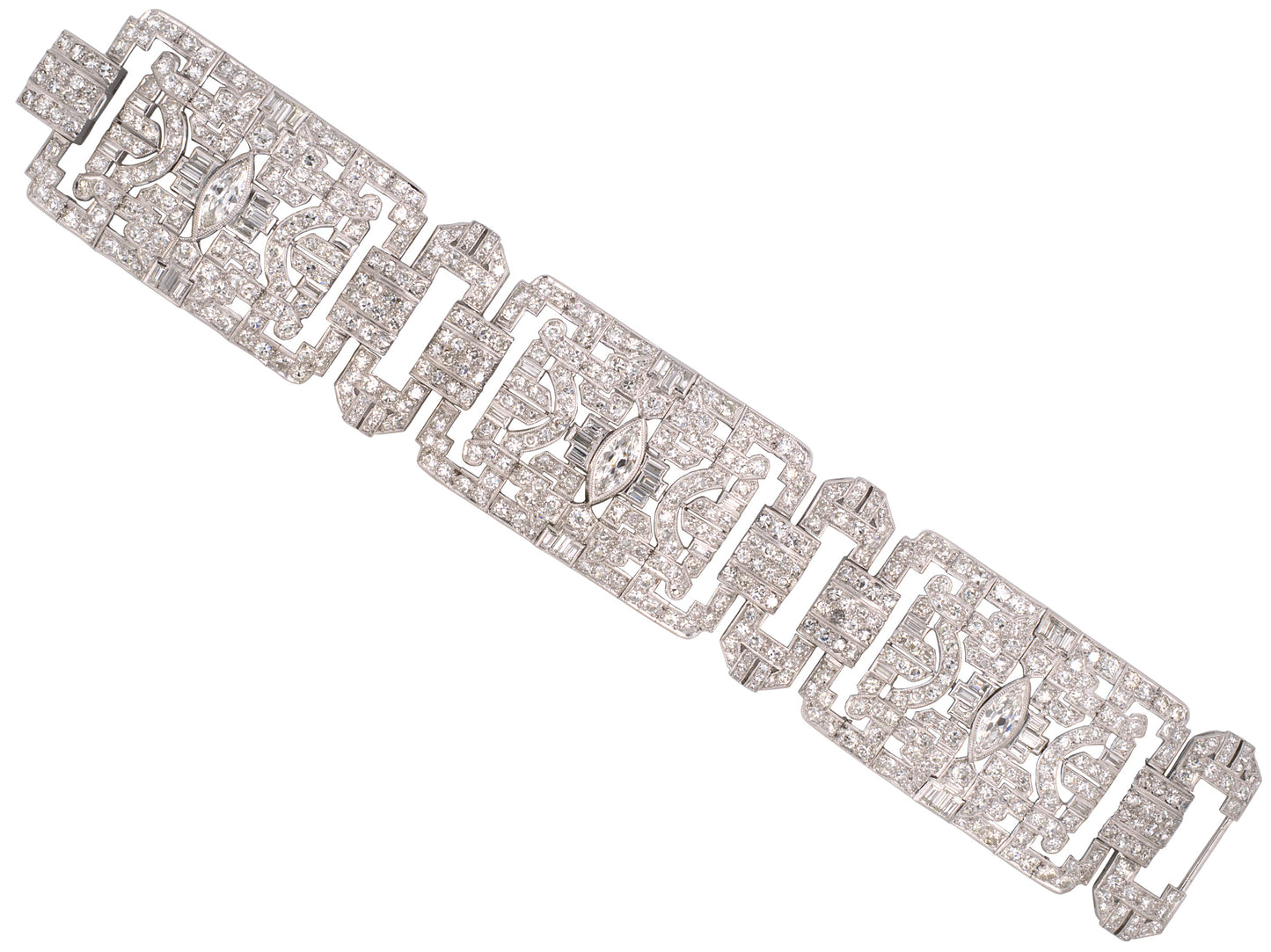 73836 - SOLD - Platinum Diamond Art Deco Wide Bracelet