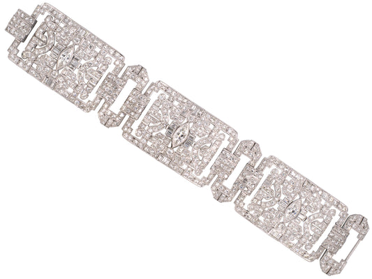 73836 - SOLD - Platinum Diamond Art Deco Wide Bracelet