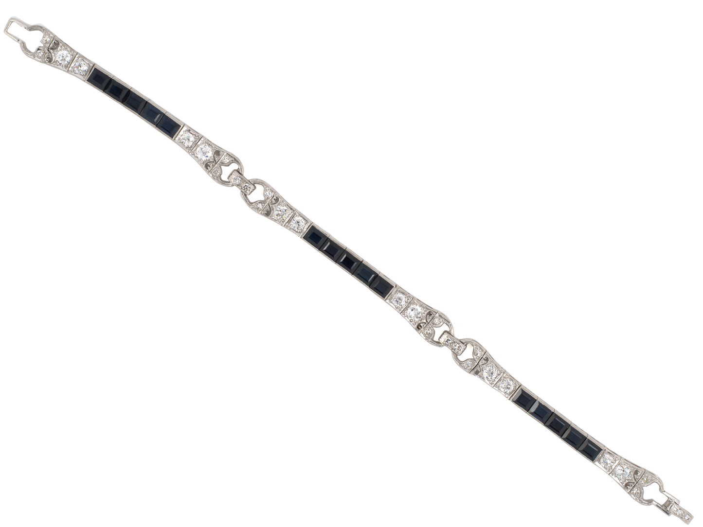 73837 - SOLD - Art Deco Platinum Diamond Sapphire Bracelet