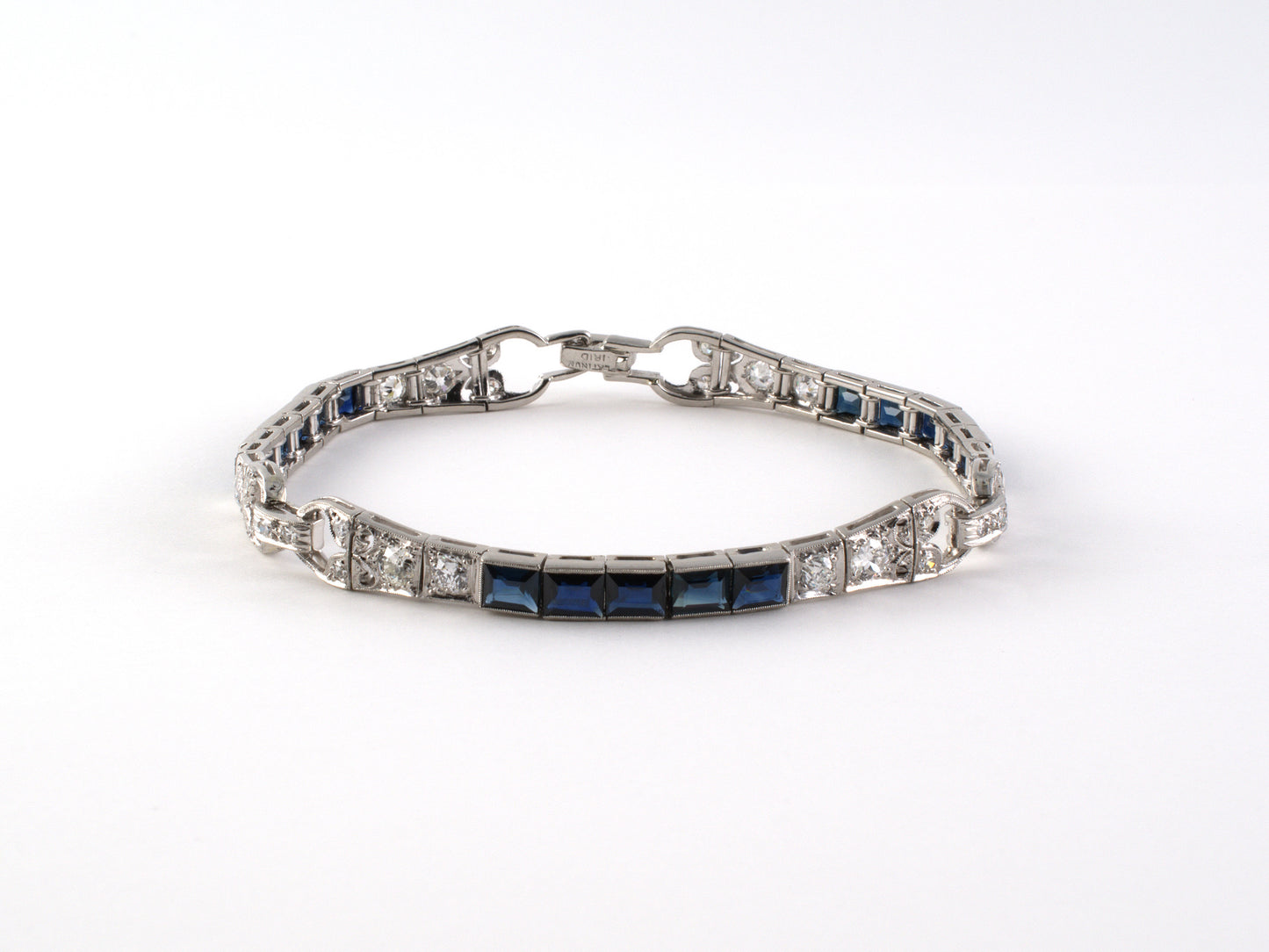 73837 - SOLD - Art Deco Platinum Diamond Sapphire Bracelet