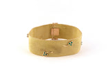 73839 - Gold Circa 1960 Green Onyx 3 Leaf Clover Mesh Bracelet