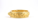 73844 - 23K Gold Carved Chinese Phoenix Dragon Hinged Bangle Bracelet