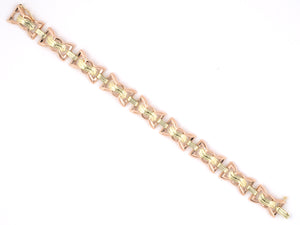 73847 - SOLD - Retro Gold Woven Bow 9 Section Bracelet