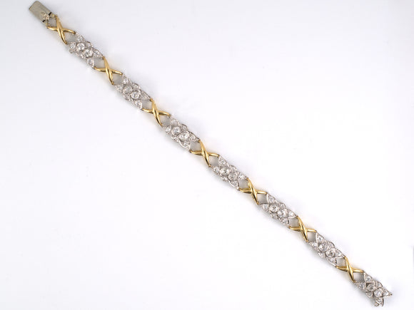 73857 - Platinum Diamond Art Deco X Link Bracelet