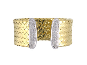 73860 - Gold Diamond Woven Open Bangle Bracelet