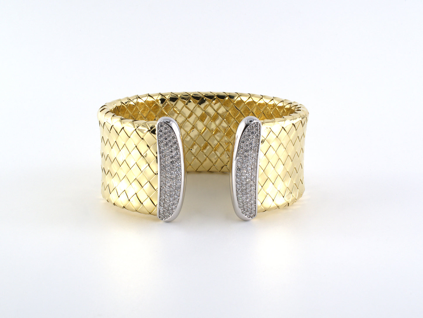 73860 - Gold Diamond Woven Open Bangle Bracelet
