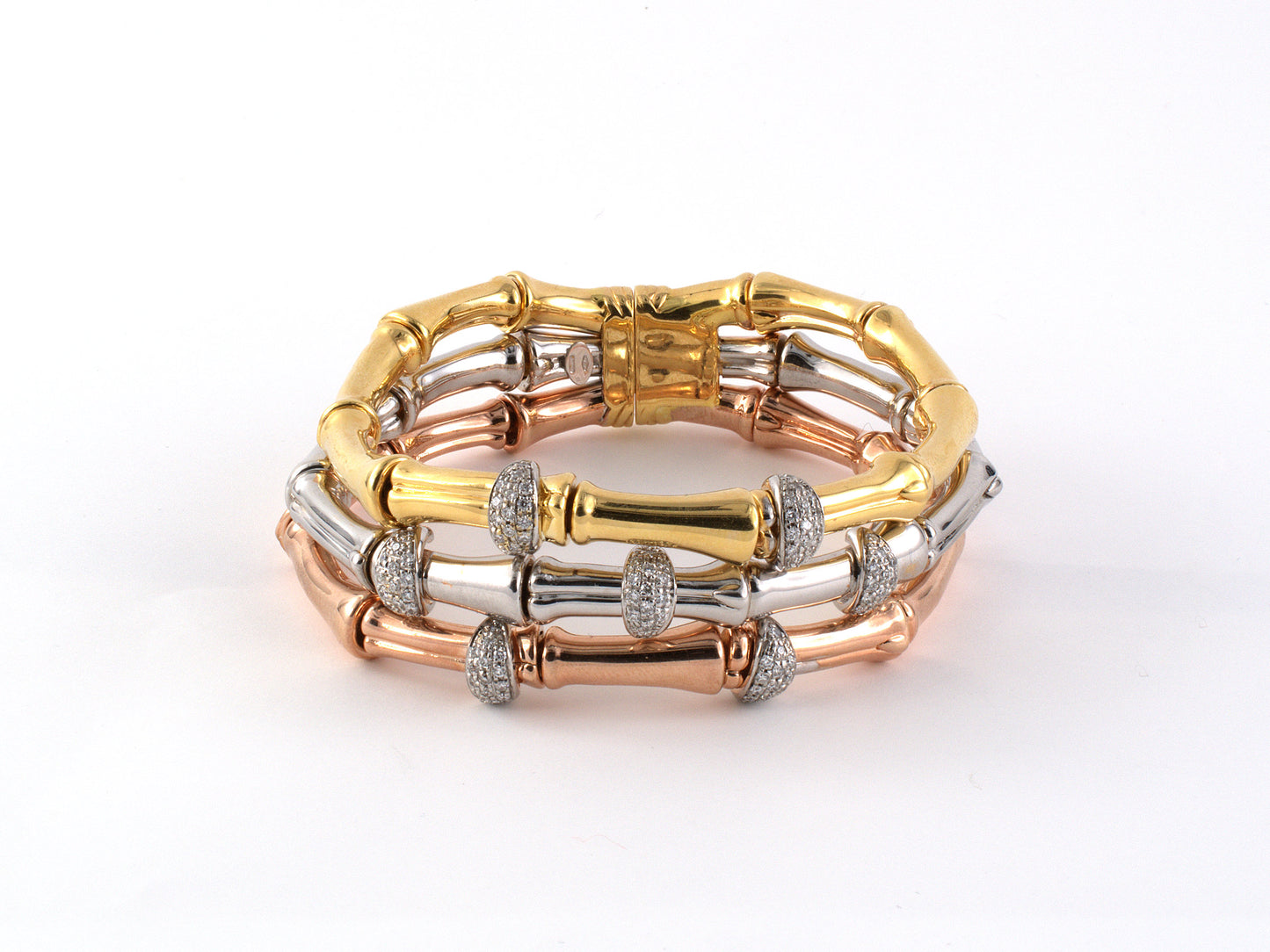 73863 - Gold Diamond Italy Bamboo Bracelet
