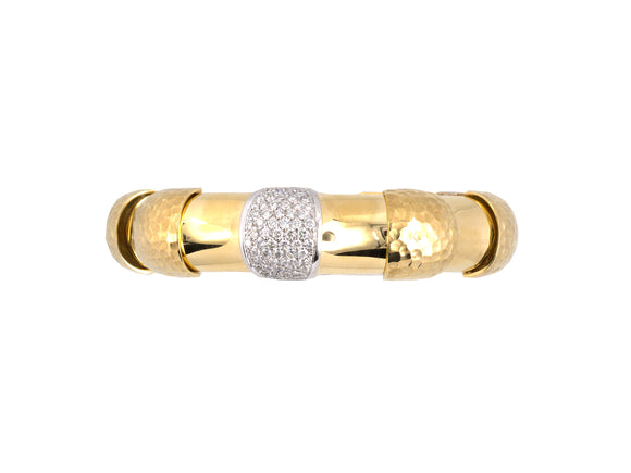 73864 - Gold Diamond Faceted Hammered Link Bracelet