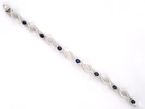 73869 - Gold Diamond Sapphire Figure 8 Infinity Link Bracelet