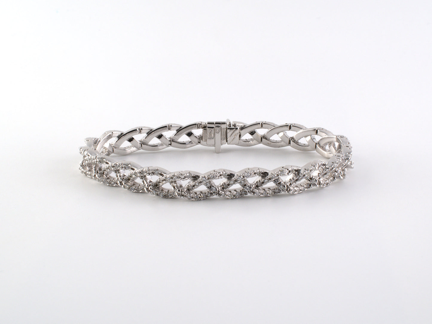 73870 - SOLD - Gold Diamond Woven Link Bracelet