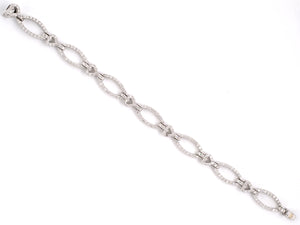 73871 - Gold Italy Diamond Oval & Heart Link Bracelet