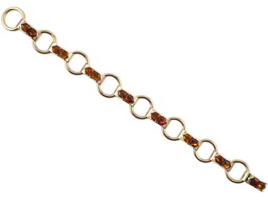 73872 - Retro Gold Pentagon Citrine Alternating Link Bracelet