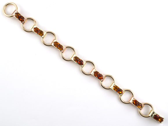 73872 - Gold Pentagon Citrine Alternating Link Retro Bracelet