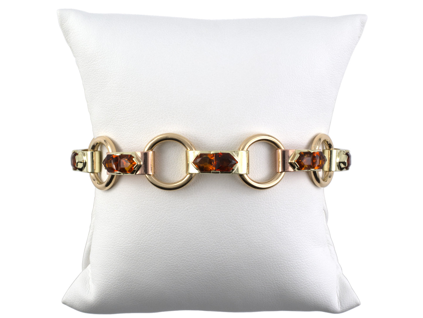 73872 - Retro Gold Pentagon Citrine Alternating Link Bracelet