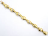 73877 - Gold Diamond Grooved Oval Link Bracelet