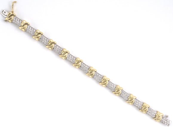 73878 - Gold Diamond Pave Set Rectangle X Link Bracelet