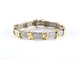 73878 - Gold Diamond Pave Set Rectangle X Link Bracelet